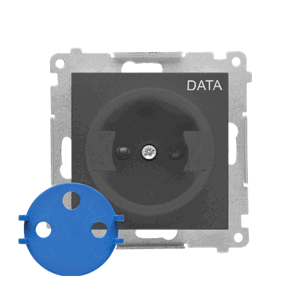 Jedno zásuvka DATA s oprávňujúcim kľúčom, prístroj s krytom, 16A, pružinové svorky, grafit matný