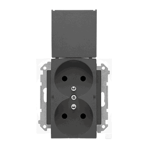 Dvojitá zásuvka pre verziu IP44 - s tesnením - klapkou vo farbe krytu, prístroj s krytom, 16A, pruži
