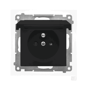 Zásuvka 2P+T/16A/250V IP44 s krytkou (farba) (PS) čierna matná SIMON55 (Simon)