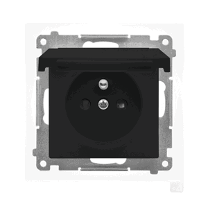 Jedno zásuvka s krytím IP44 - bez tesnenia - klapka vo farbe krytu, prístroj s krytom, 16A, pružinov