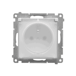 Jedno zásuvka s krytím IP44  - bez tesnenia - transparentná klapka, prístroj s krytom, 16A, pružinov