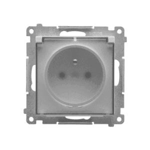 Zásuvka 2P+T/16A/250V IP44 s krytkou (transparent) (PS) matný hliník SIMON55 (Simon)