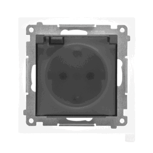 Zásuvka 2P+Z/16A/250V IP44 s krytkou (transparent) (PS) SCHUKO sivá SIMON55 (Simon)