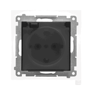 Zásuvka 2P+Z/16A/250V IP44 s krytkou (transparent) (PS) SCHUKO čierna mat. SIMON55 (Simon)