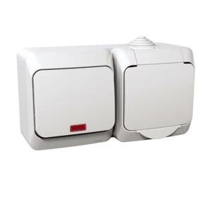 Zásuvka 2P+T/16A/250V + spínac (1So) 16AX/250V (SS) IP44 biela Cedar Plus (Schneider)