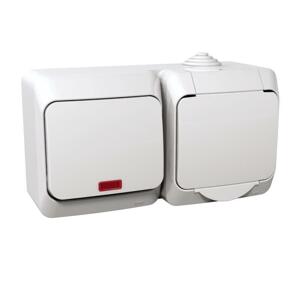 Zásuvka 2P+T/16A/250V + prepínac (6So) 16AX/250V (SS) IP44 biela Cedar Plus (Schneider)