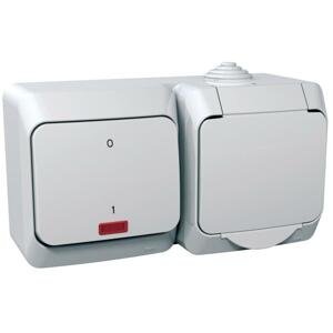 Zásuvka 2P+T/16A/250V + spínac (2So) 16AX/250V (SS) IP44 biela Cedar Plus (Schneider)