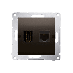 Zásuvka HDMI + počítačová RJ45 kat. 6, hnedá matná