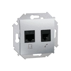 Zásuvka tel/dát. RJ12/RJ45 Cat.6 hliník metal. SIMON15 (simon)