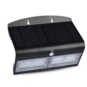 Záhradné LED nástenné svietidlo solárne 6,8W, 4000K, 800lm, čierne VT-767-7 (V-TAC)