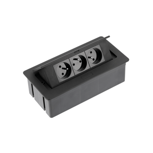 Nábytková zásuvka výklopná 3x230V čierna (GTV)      ( náhrada  AE-PBC3GU-20)