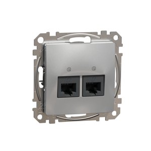 Dátová zásuvka 2xRJ45 kat. 6 UTP, Aluminium, Sedna Design (Schneider)