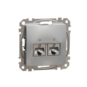 Dátová zásuvka 2xRJ45 kat. 6A STP, Aluminium, Sedna Design (Schneider)