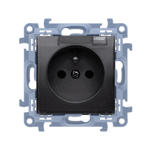 Jednoduchá zásuvka krytie IP44 s tesnením - klapka v transparentnej farbe, 16A, čierny matný