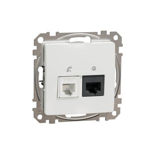 Dátová zásuvka RJ45 kat.6 UTP + telefónna RJ11, Biela, Sedna Design (Schneider)