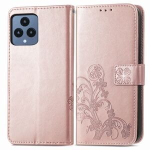 Peňaženkové puzdro Embossing Pattern Štvorlístok bledoružové – T Phone / T Phone