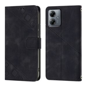 Peňaženkové puzdro Embossing Pattern Square čierne – Motorola Moto G14