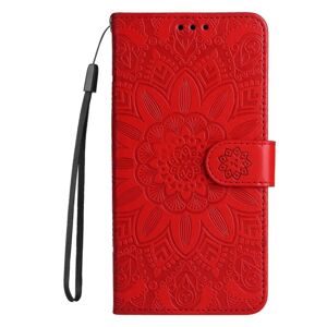 Peňaženkové puzdro Embossing Pattern Slnečnica červené – Oppo Reno 11 F 5G