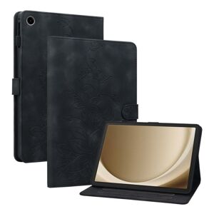 Knižkové puzdro Embossing Pattern Ľalia čierne – Samsung Galaxy Tab A9+