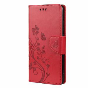 Peňaženkové puzdro Embossing Pattern Motýľ a kvet červené – Samsung Galaxy A53 5G