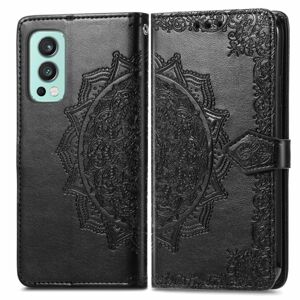 Peňaženkové puzdro Embossing Pattern Mandala Flower čierne – OnePlus Nord 2 5G