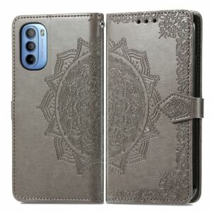 Peňaženkové puzdro Embossing Pattern Mandala Flower sivé – Motorola Moto G31 / G41