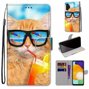 Knižkové puzdro Trendy Cross case Mačka a drink – Samsung Galaxy A13