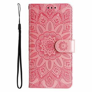 Peňaženkové puzdro Embossing Pattern Slnečnica ružové – Apple iPhone 14