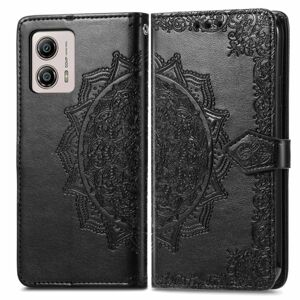 Peňaženkové puzdro Embossing Pattern Mandala Flower čierne – Motorola Moto G13 / G23 / G53 5G