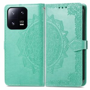 Peňaženkové puzdro Embossing Pattern Mandala Flower zelené – Xiaomi 13 Pro