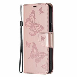 Peňaženkové puzdro Embossing Pattern Motýľ ružové – Samsung Galaxy A54 5G