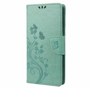 Peňaženkové puzdro Embossing Pattern Motýľ a kvet zelené – Xiaomi Redmi Note 12 Pro