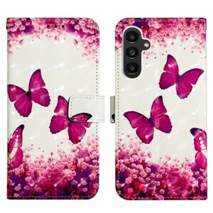 Knižkové puzdro Trendy Colored case Ružový motýľ – Samsung Galaxy A14 4G/5G