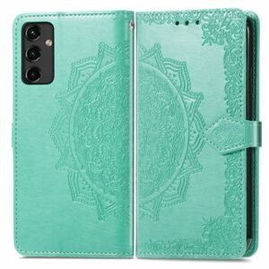 Peňaženkové puzdro Embossing Pattern Mandala Flower zelené – Samsung Galaxy A14 4G/5G