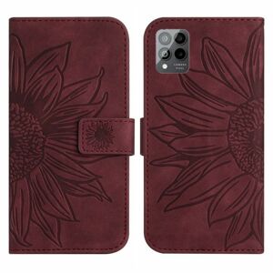 Peňaženkové puzdro Embossing Pattern Kvet bordové – T Phone Pro / T Phone Pro