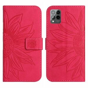 Peňaženkové puzdro Embossing Pattern Kvet tmavoružové – T Phone Pro / T Phone Pro