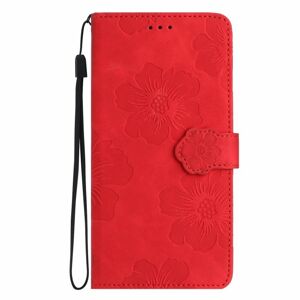 Peňaženkové puzdro Embossing Pattern Kvety červené – Xiaomi Redmi Note 12S