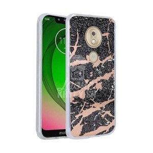 Zadný kryt s potlačou Marble čierny – Motorola Moto G7 Play