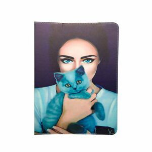 Univerzálne knižkové puzdro Lady with cat pre tablet so 9 - 10 palcovým displejom