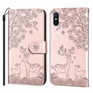 Peňaženkové puzdro Embossing Pattern Jeleň ružové – Xiaomi Redmi 9A / 9AT