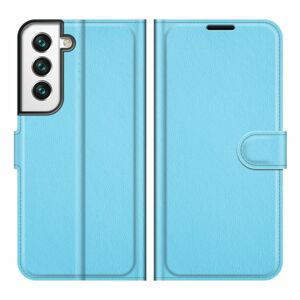Peňaženkové puzdro Litchi modré – Samsung Galaxy S22+