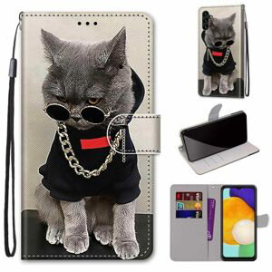 Knižkové puzdro Trendy Cross case Cool mačka – Samsung Galaxy A13 5G