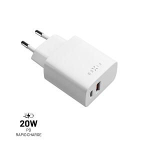 FIXED Sieťová nabíjačka s USB-C a USB výstupom, PD, QC 3.0, 20W, biela FIXC20N-CU-WH - Univerzálny USB adaptér