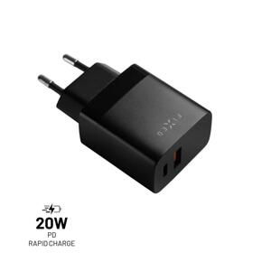 FIXED Sieťová nabíjačka s USB-C a USB výstupom, PD, QC 3.0, 20W, čierna FIXC20N-CU-BK - Univerzálny USB adaptér