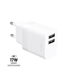 FIXED Sieťová nabíjačka s 2xUSB výstupom 17W Smart Rapid Charge, biela FIXC17N-2U-WH - Univerzálny USB adaptér