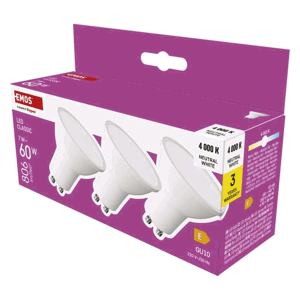 Emos Classic 7W GU10 neutrálna biela 3ks ZQ8E43.3 - LED žiarovky set