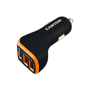 Canyon 2x USB-A, 1xUSB-C 18W PD oranžovo-čierny CNE-CCA08BO - Univerzálny USB adaptér do auta