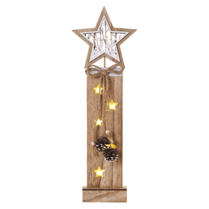 Emos LED dekorácia drevená – hviezdy, 48 cm, 2x AA, vnútorná, teplá biela, časovač DCWW10 - Vianočná dekorácia