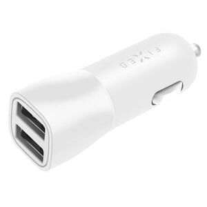 FIXED Autonabíjačka s 2xUSB výstupom 15W Smart Rapid Charge, biela FIXCC15-2U-WH - Univerzálny USB adaptér do auta