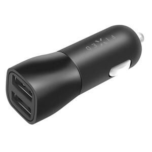 FIXED Autonabíjačka s 2xUSB výstupom 15W Smart Rapid Charge, čierna FIXCC15-2U-BK - Univerzálny USB adaptér do auta